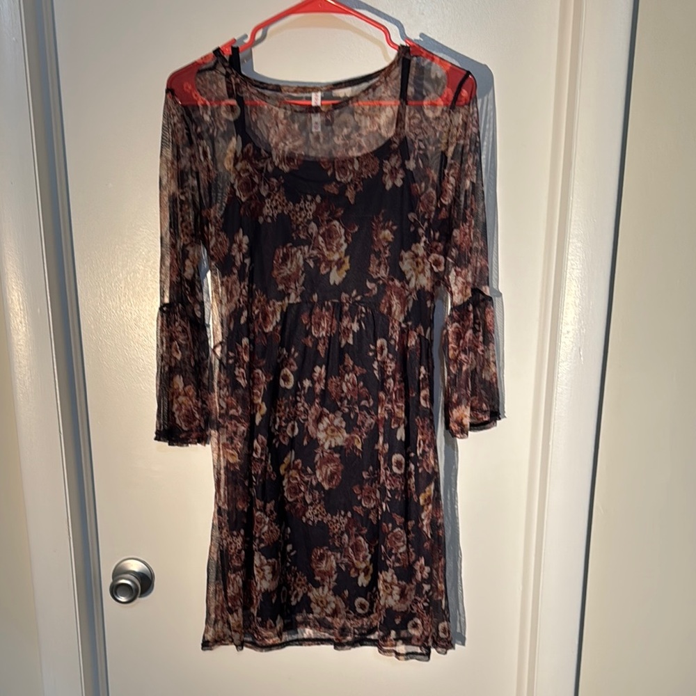 Floral Sheer Black and Brown Women's Top